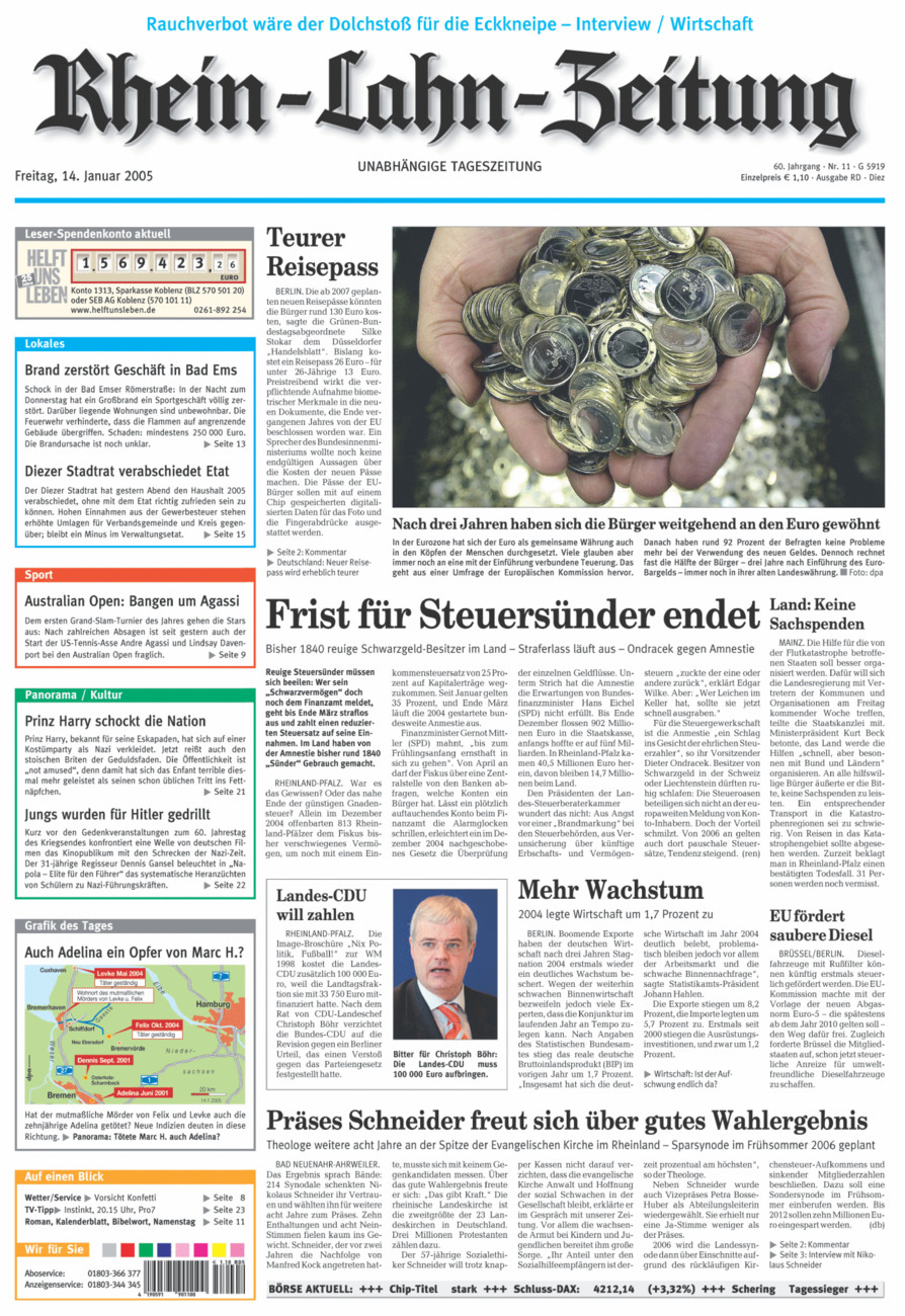 Rhein-Lahn-Zeitung Diez (Archiv) vom Freitag, 14.01.2005