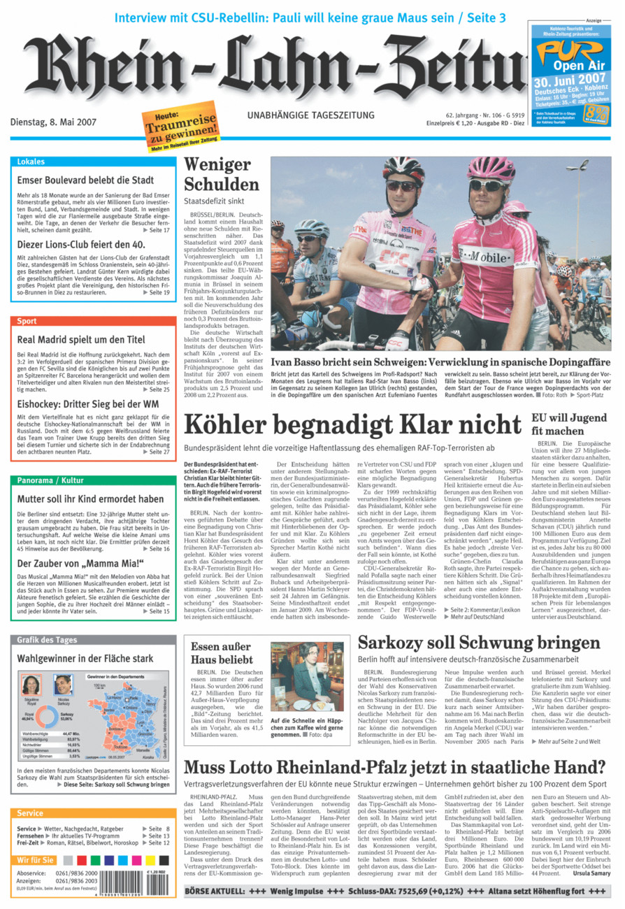 Rhein-Lahn-Zeitung Diez (Archiv) vom Dienstag, 08.05.2007