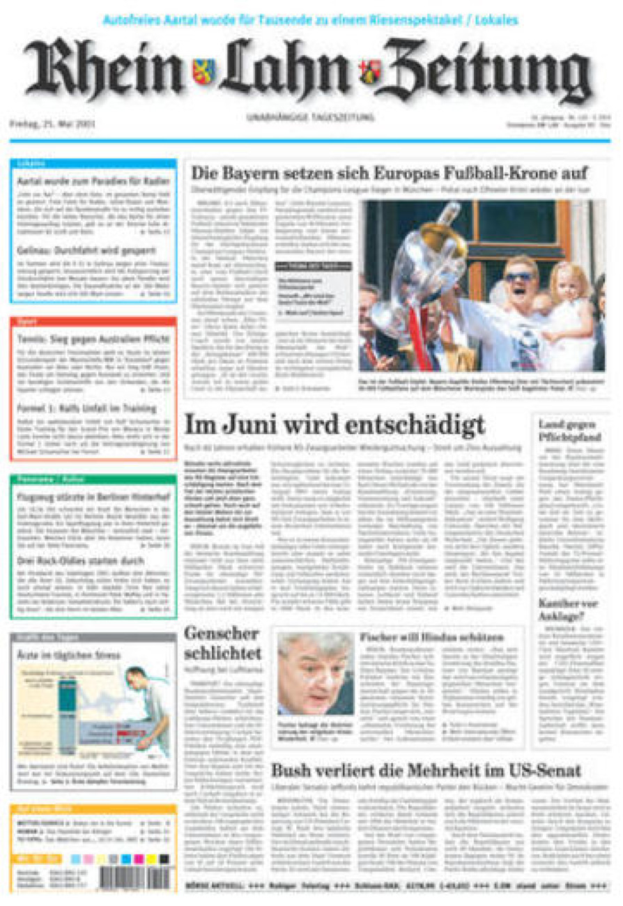 Rhein-Lahn-Zeitung Diez (Archiv) vom Freitag, 25.05.2001
