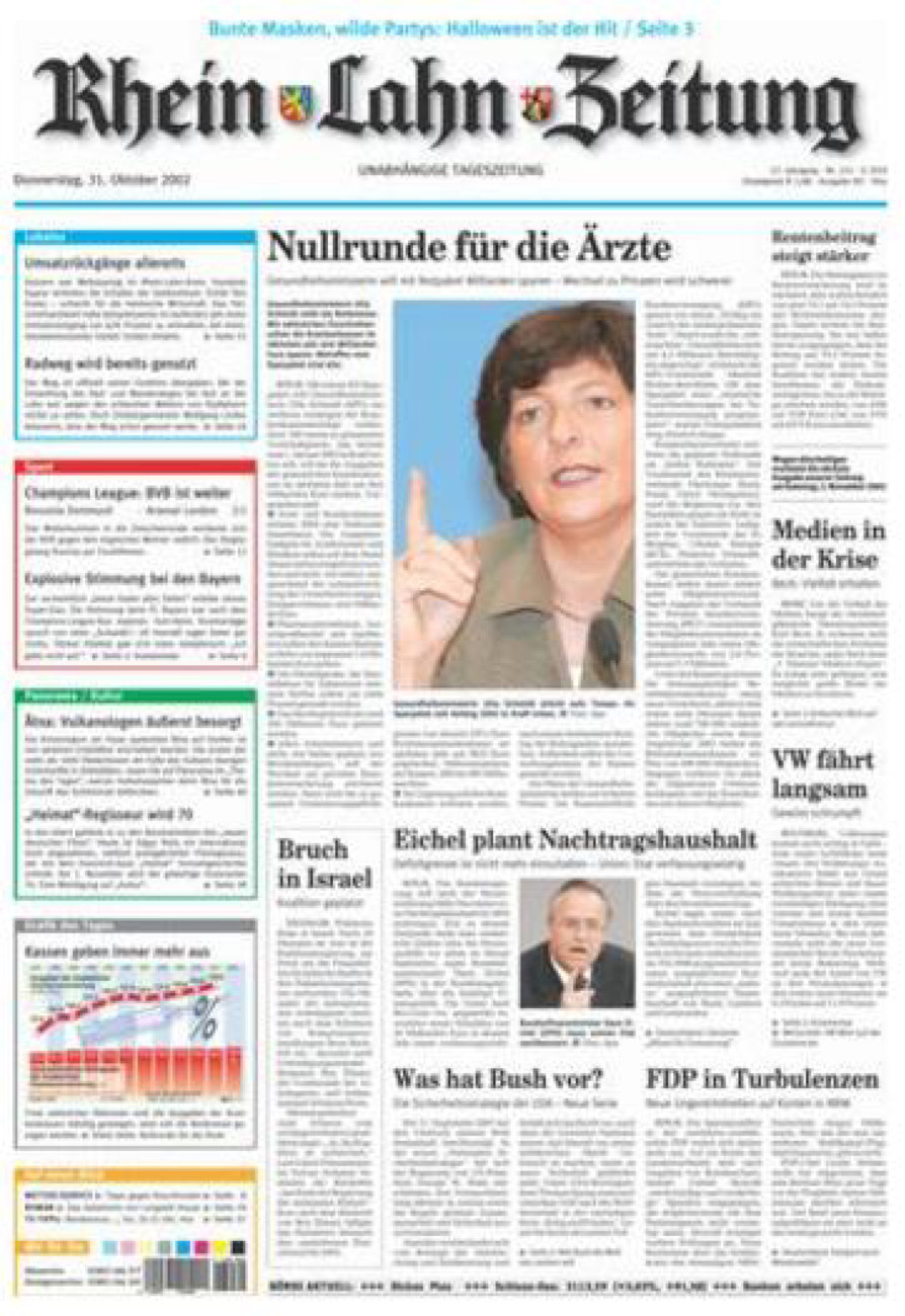 Rhein-Lahn-Zeitung Diez (Archiv) vom Donnerstag, 31.10.2002