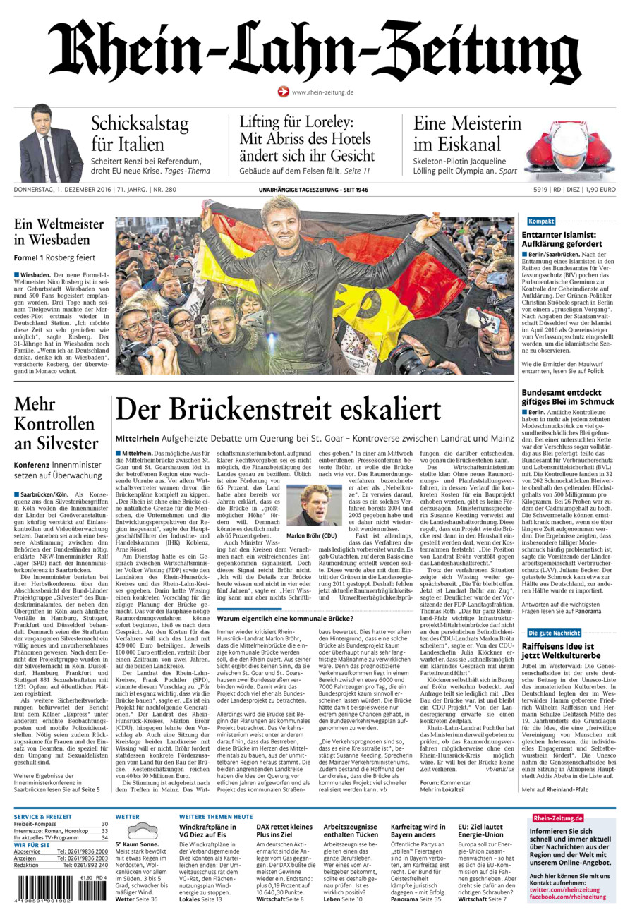 Rhein-Lahn-Zeitung Diez (Archiv) vom Donnerstag, 01.12.2016