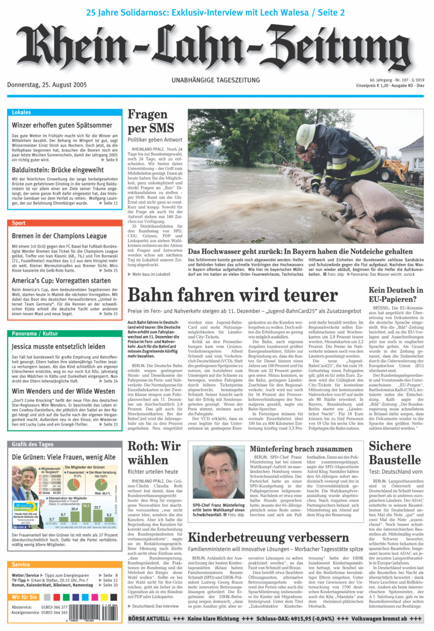 Rhein-Lahn-Zeitung Diez (Archiv) vom Donnerstag, 25.08.2005
