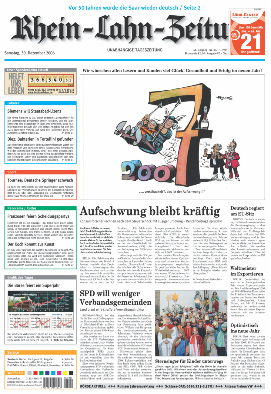 Rhein-Lahn-Zeitung Diez (Archiv) vom Samstag, 30.12.2006