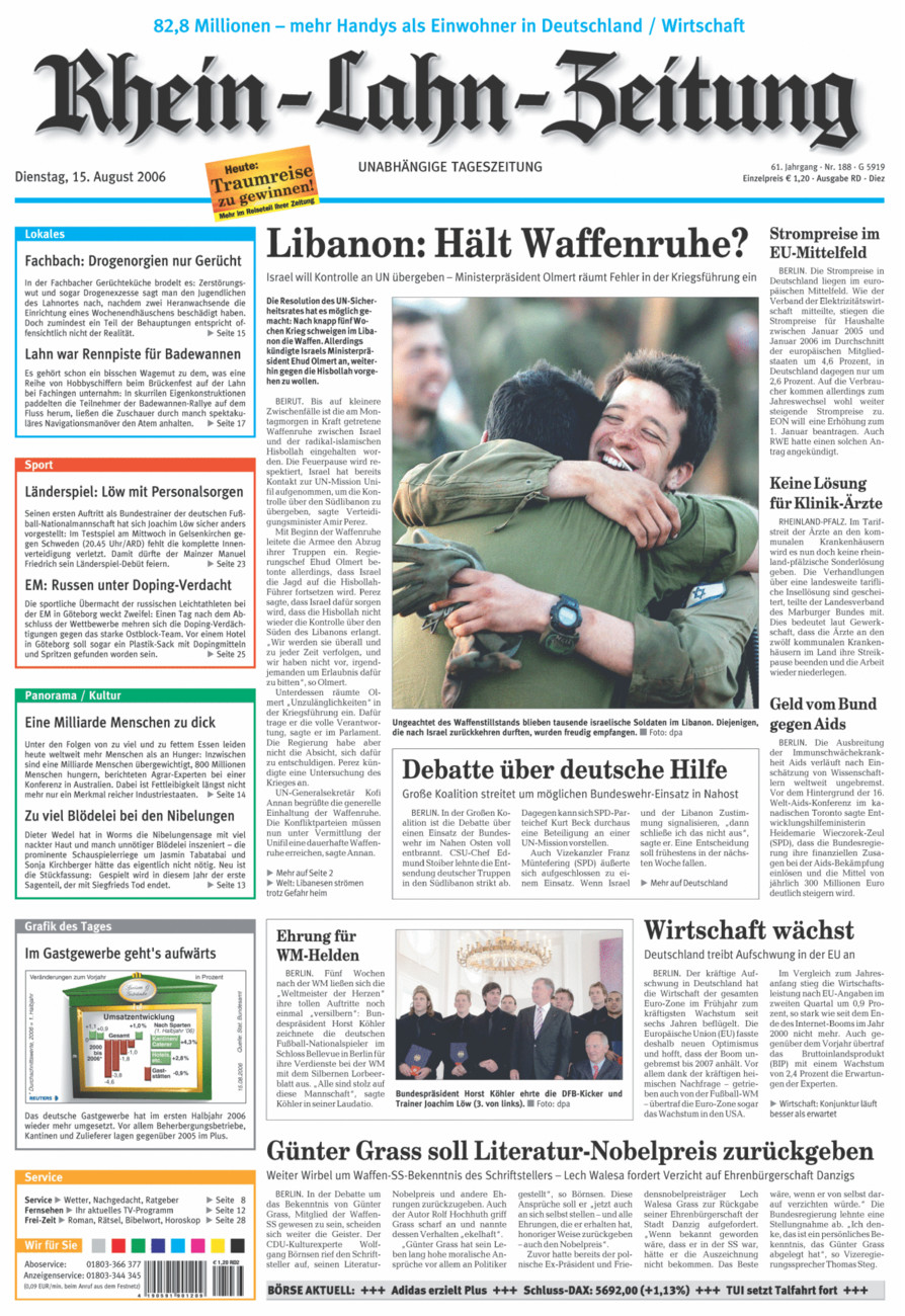 Rhein-Lahn-Zeitung Diez (Archiv) vom Dienstag, 15.08.2006