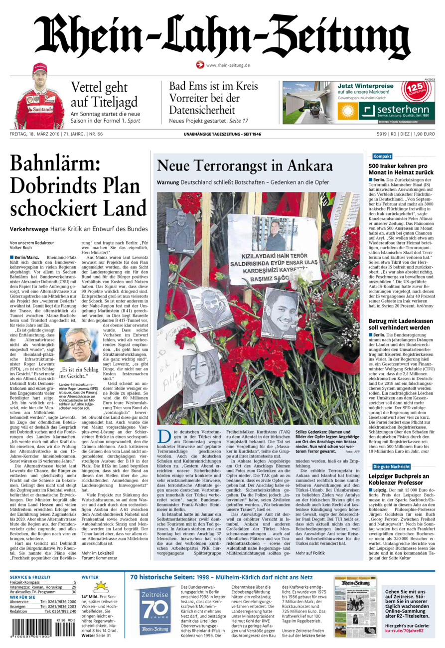 Rhein-Lahn-Zeitung Diez (Archiv) vom Freitag, 18.03.2016