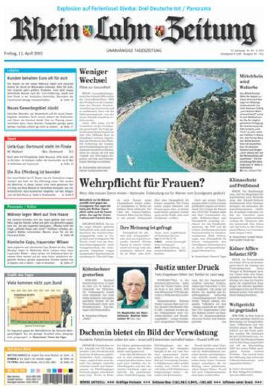 Rhein-Lahn-Zeitung Diez (Archiv) vom Freitag, 12.04.2002