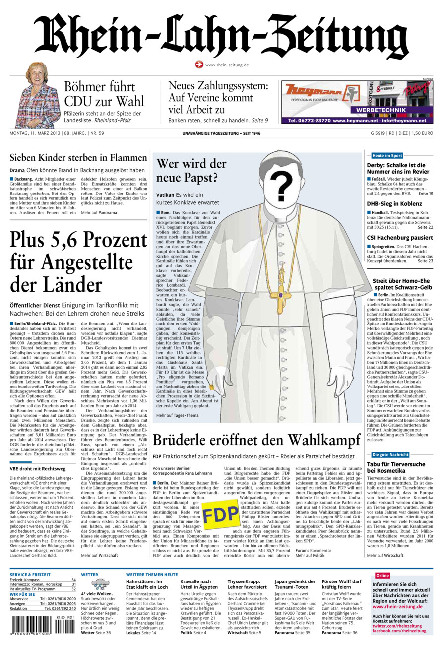 Rhein-Lahn-Zeitung Diez (Archiv) vom Montag, 11.03.2013