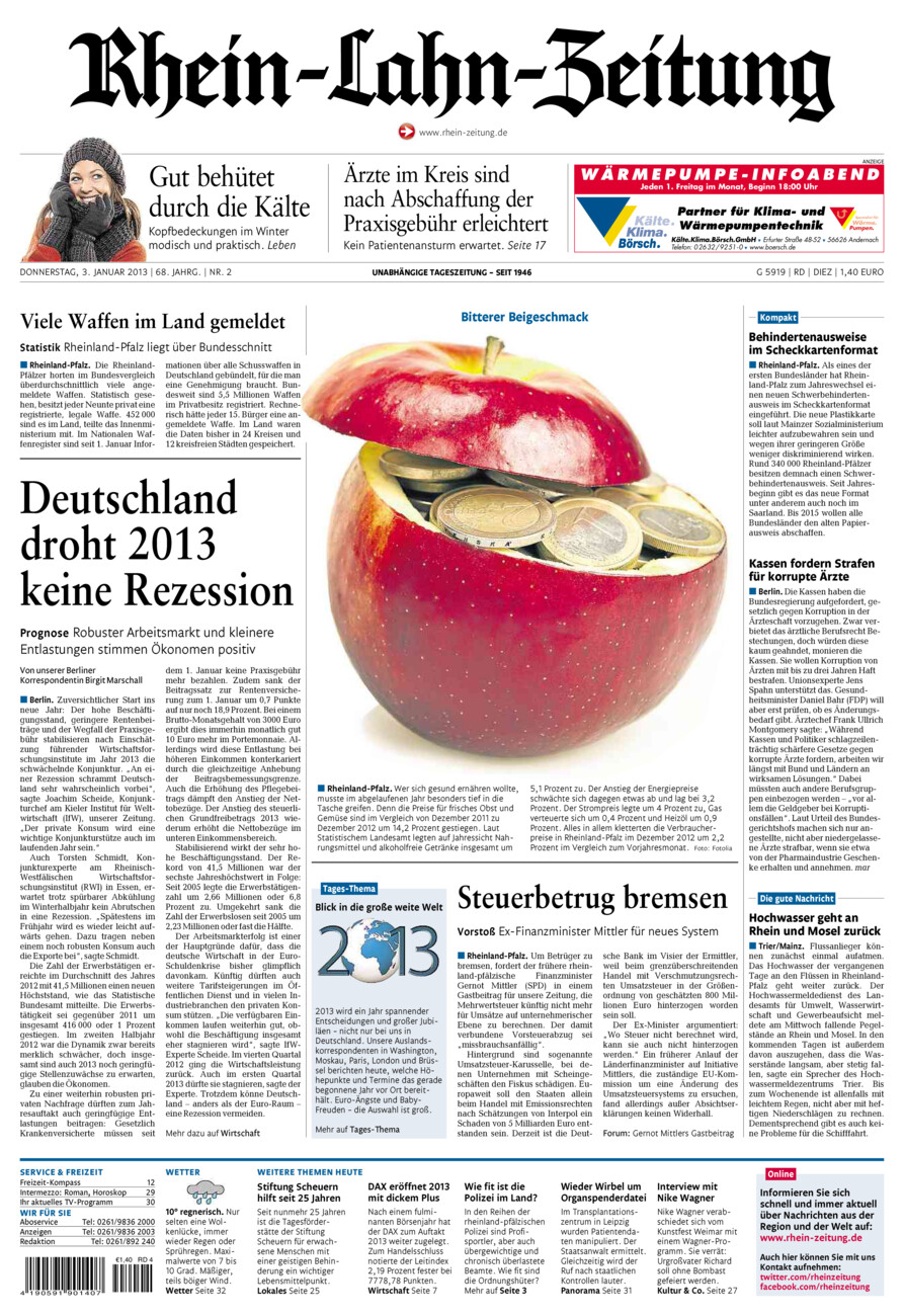 Rhein-Lahn-Zeitung Diez (Archiv) vom Donnerstag, 03.01.2013