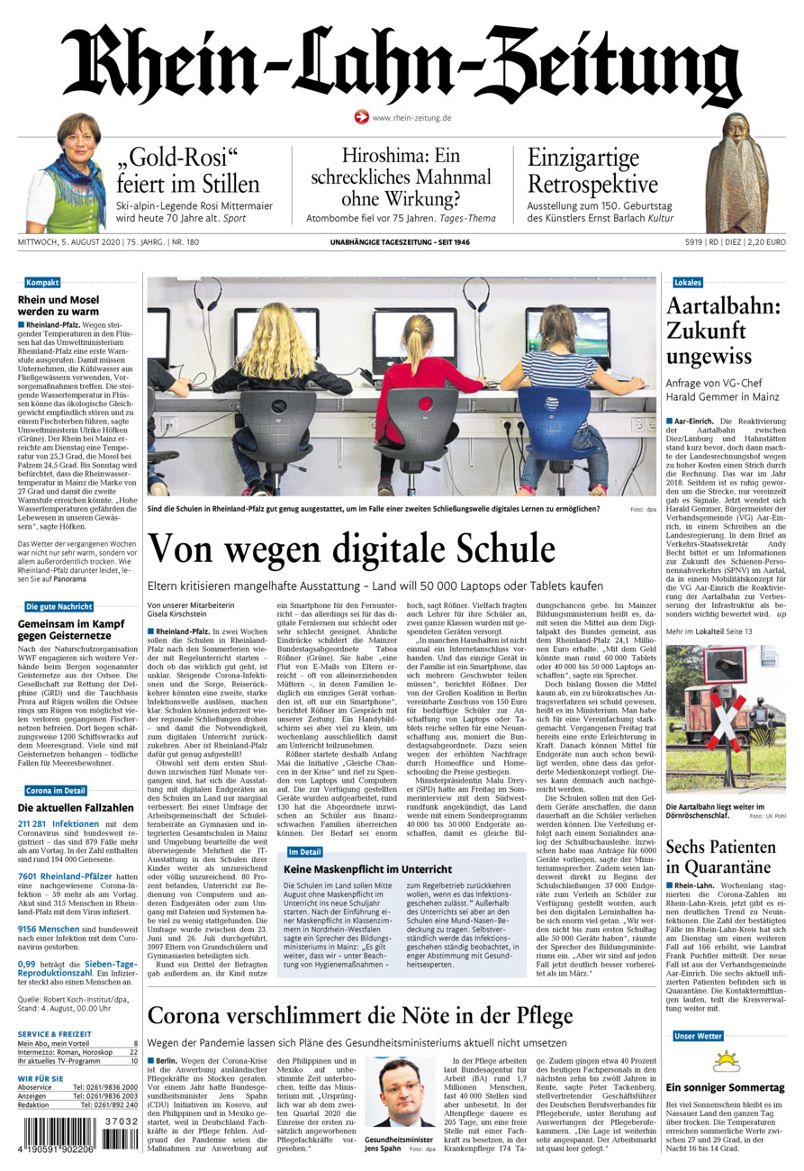 Rhein-Lahn-Zeitung Diez (Archiv) vom Mittwoch, 05.08.2020