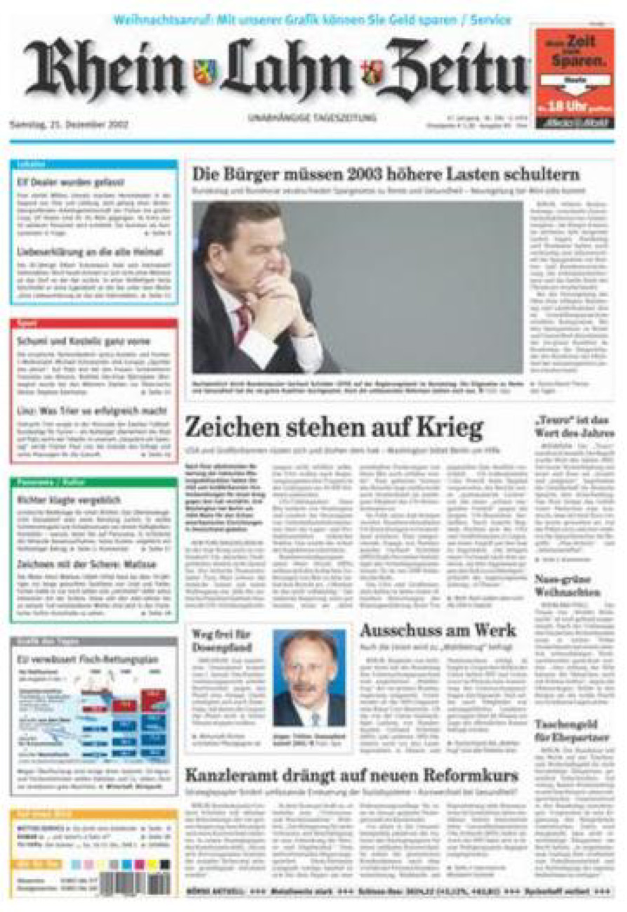 Rhein-Lahn-Zeitung Diez (Archiv) vom Samstag, 21.12.2002