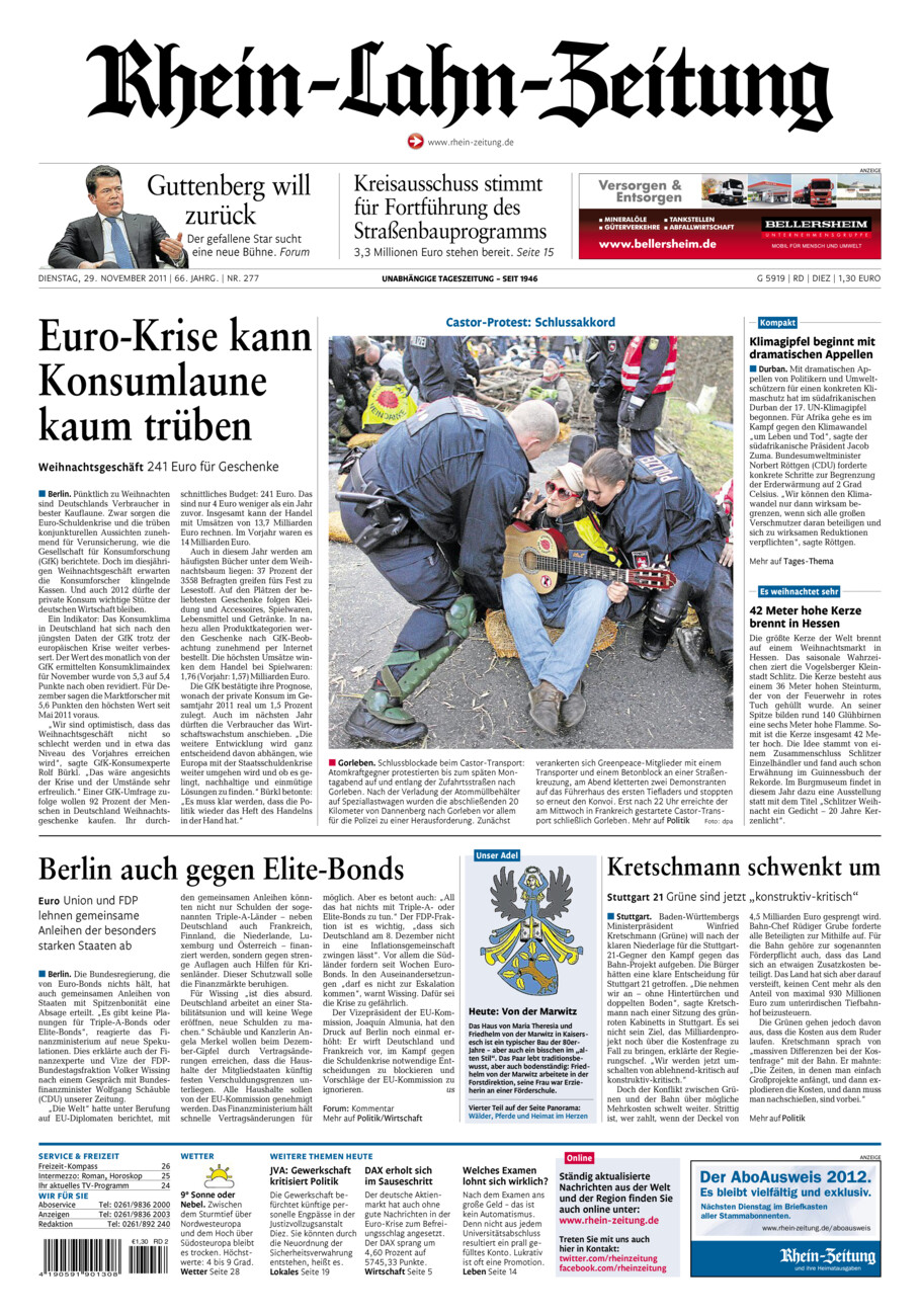 Rhein-Lahn-Zeitung Diez (Archiv) vom Dienstag, 29.11.2011