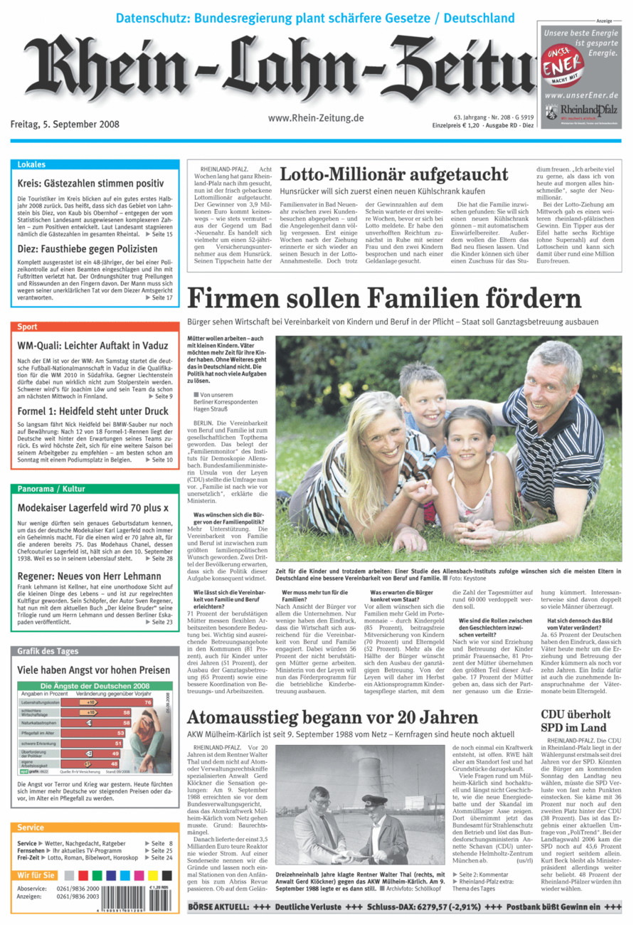 Rhein-Lahn-Zeitung Diez (Archiv) vom Freitag, 05.09.2008