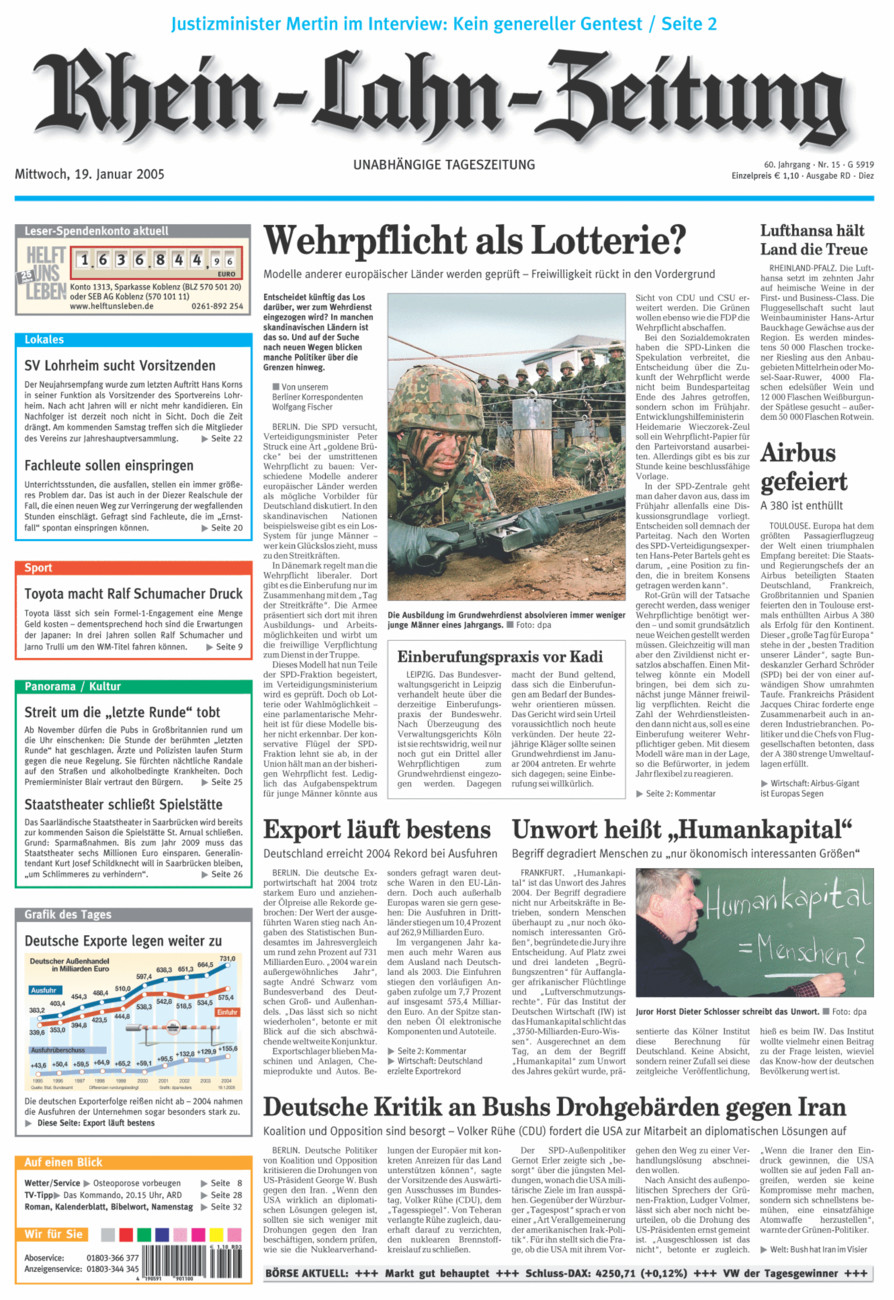 Rhein-Lahn-Zeitung Diez (Archiv) vom Mittwoch, 19.01.2005