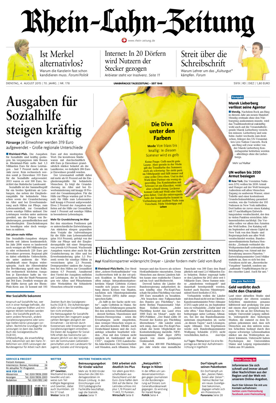 Rhein-Lahn-Zeitung Diez (Archiv) vom Dienstag, 04.08.2015