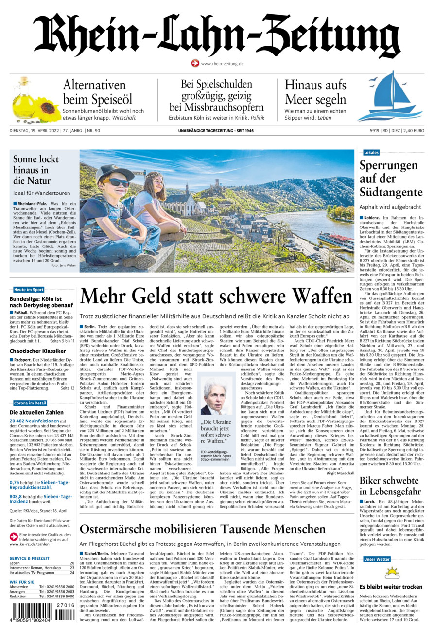 Rhein-Lahn-Zeitung Diez (Archiv) vom Dienstag, 19.04.2022