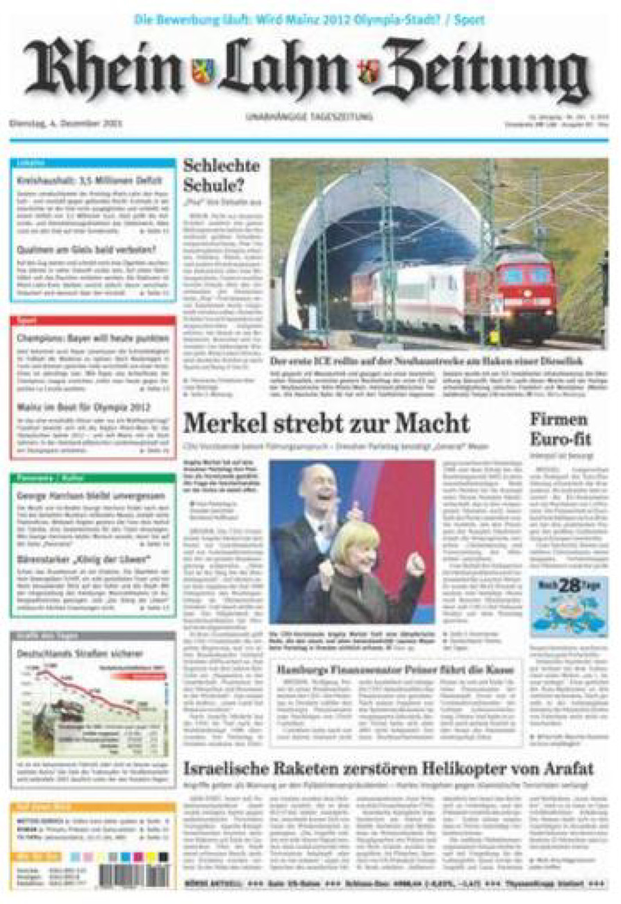 Rhein-Lahn-Zeitung Diez (Archiv) vom Dienstag, 04.12.2001