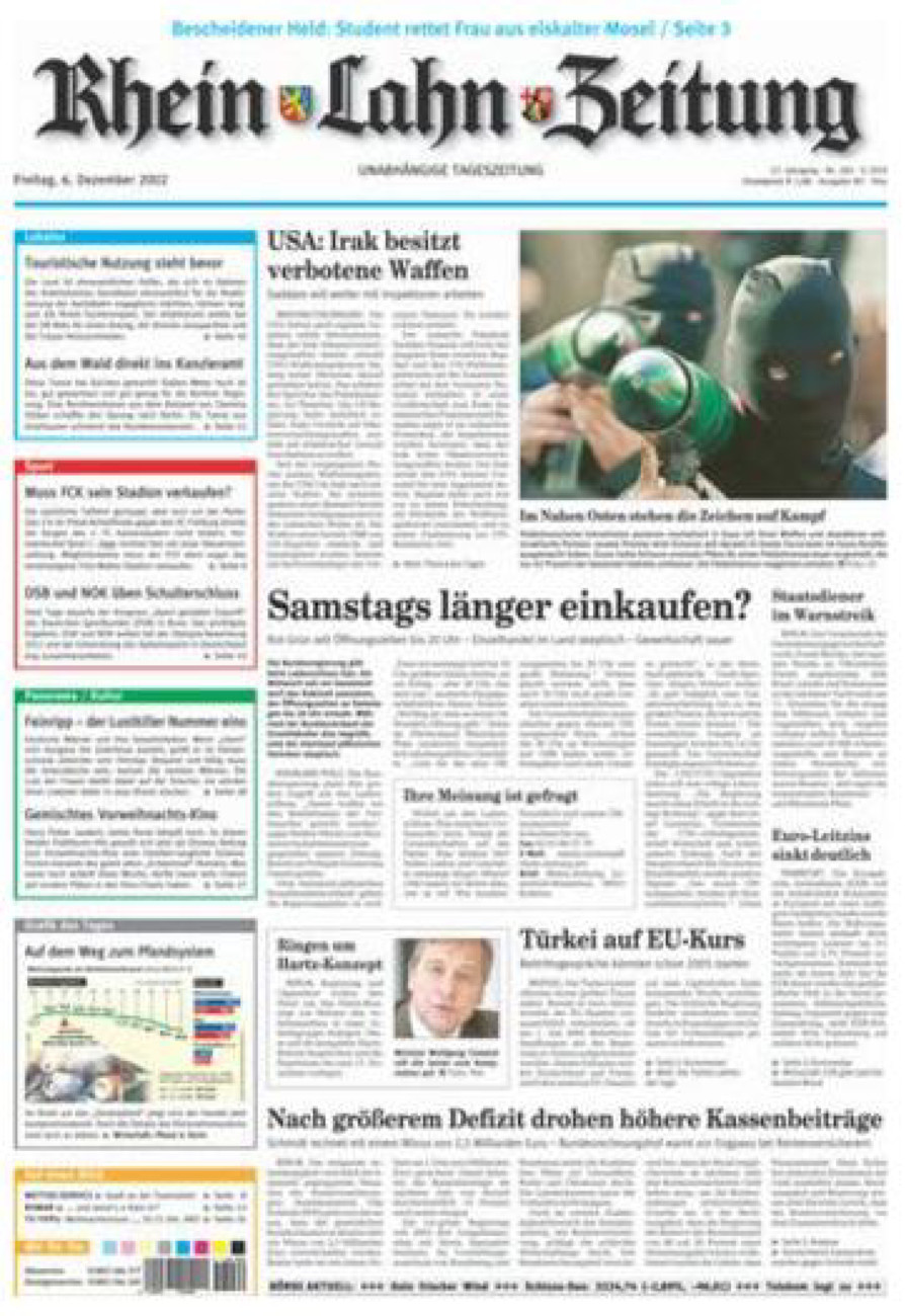 Rhein-Lahn-Zeitung Diez (Archiv) vom Freitag, 06.12.2002