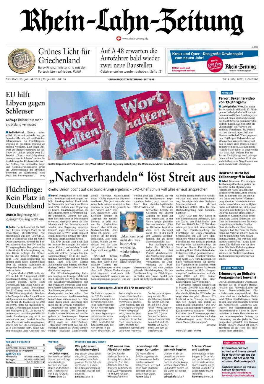 Rhein-Lahn-Zeitung Diez (Archiv) vom Dienstag, 23.01.2018