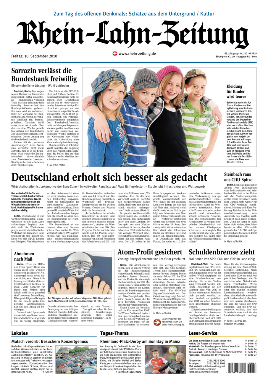 Rhein-Lahn-Zeitung Diez (Archiv) vom Freitag, 10.09.2010