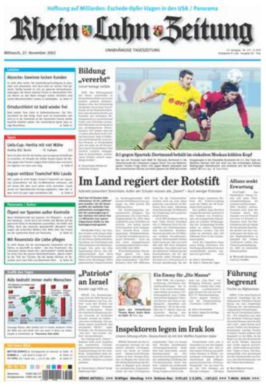 Rhein-Lahn-Zeitung Diez (Archiv) vom Mittwoch, 27.11.2002