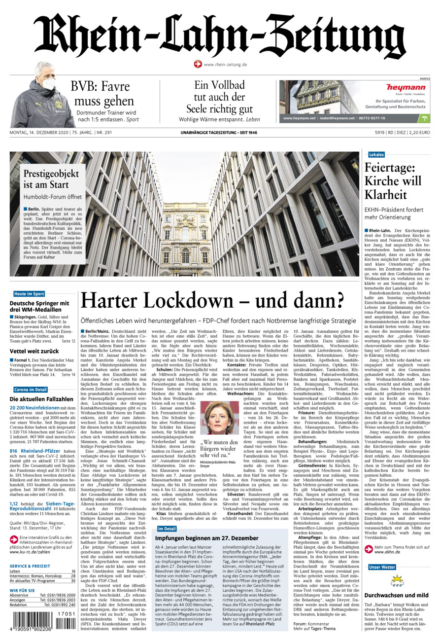 Rhein-Lahn-Zeitung Diez (Archiv) vom Montag, 14.12.2020