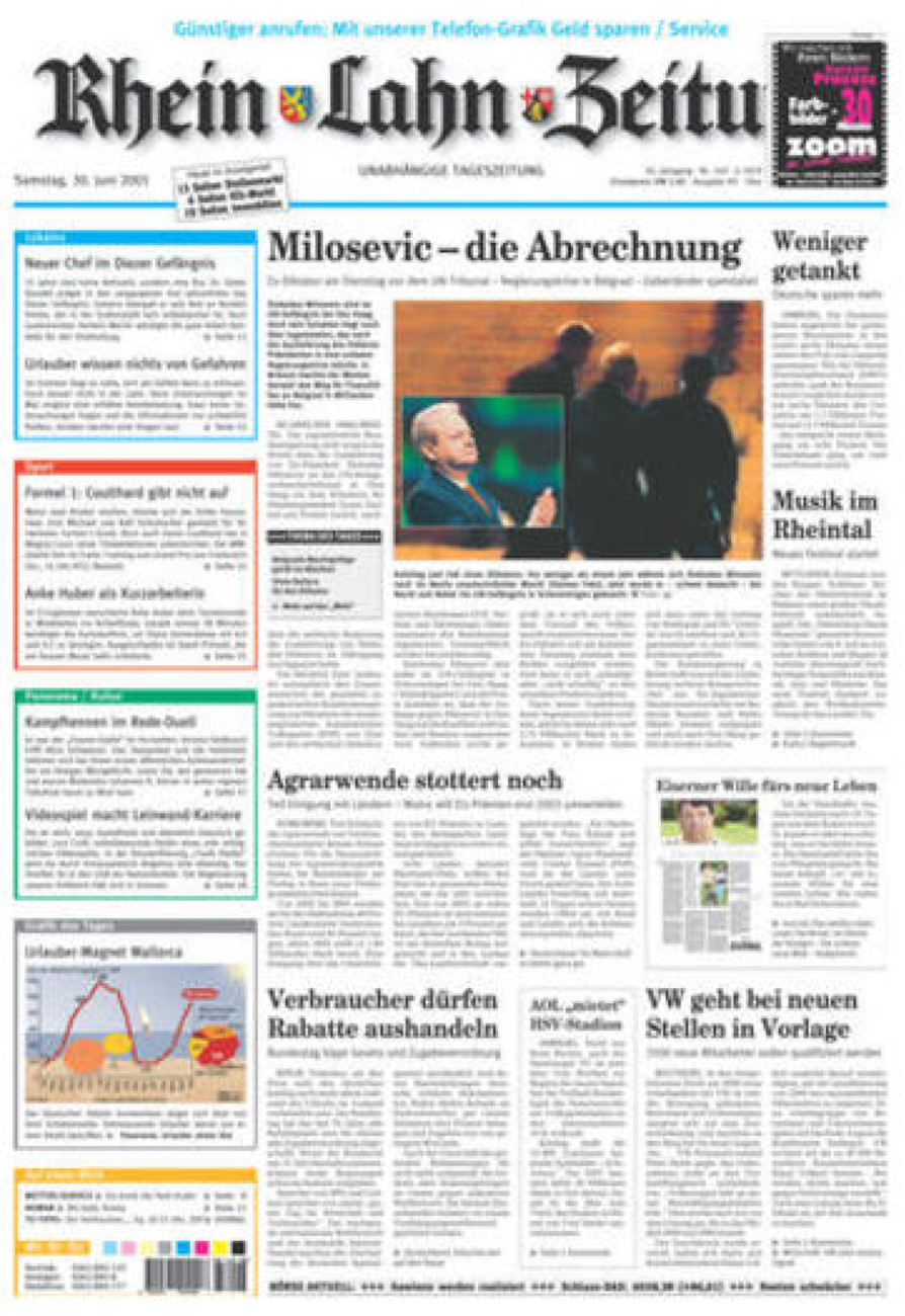 Rhein-Lahn-Zeitung Diez (Archiv) vom Samstag, 30.06.2001