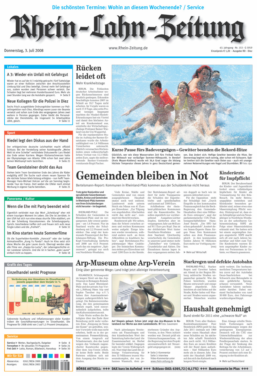 Rhein-Lahn-Zeitung Diez (Archiv) vom Donnerstag, 03.07.2008
