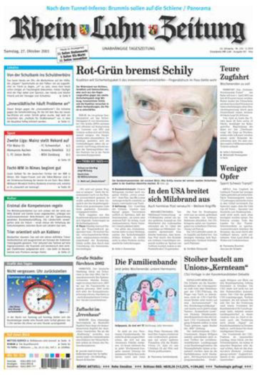 Rhein-Lahn-Zeitung Diez (Archiv) vom Samstag, 27.10.2001
