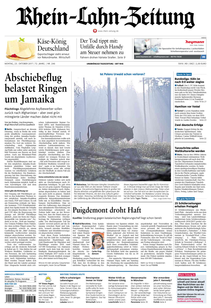 Rhein-Lahn-Zeitung Diez (Archiv) vom Montag, 23.10.2017