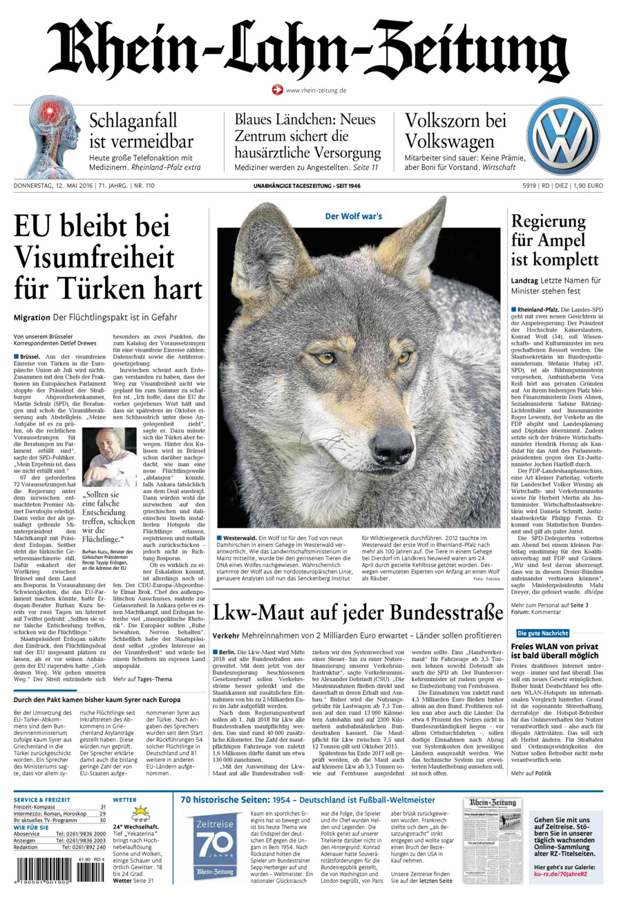 Rhein-Lahn-Zeitung Diez (Archiv) vom Donnerstag, 12.05.2016