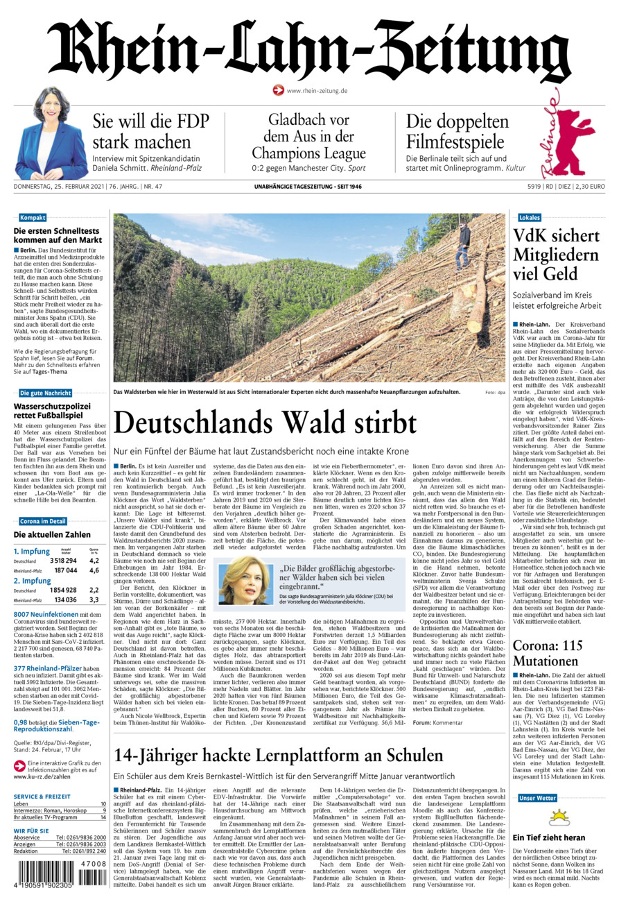 Rhein-Lahn-Zeitung Diez (Archiv) vom Donnerstag, 25.02.2021