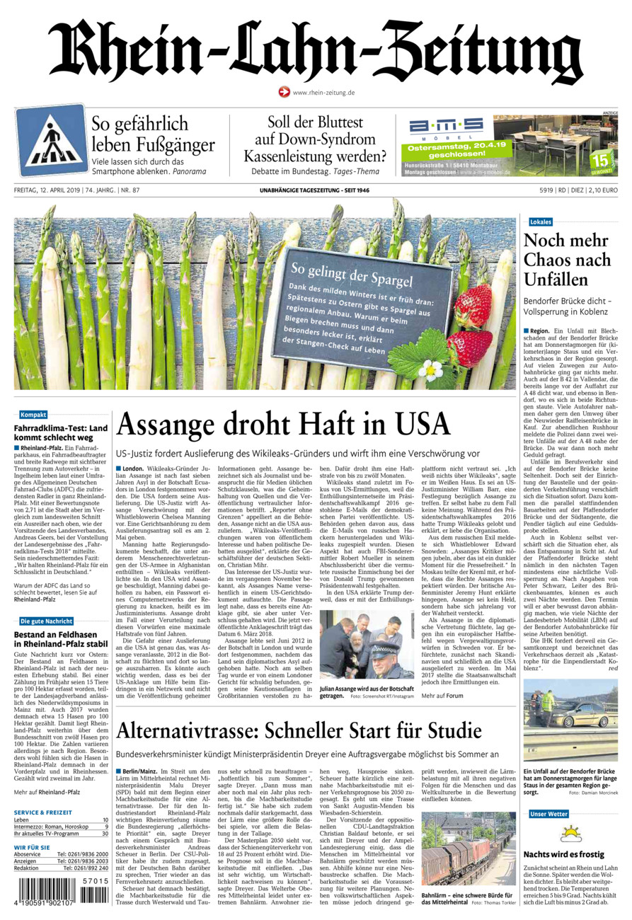 Rhein-Lahn-Zeitung Diez (Archiv) vom Freitag, 12.04.2019
