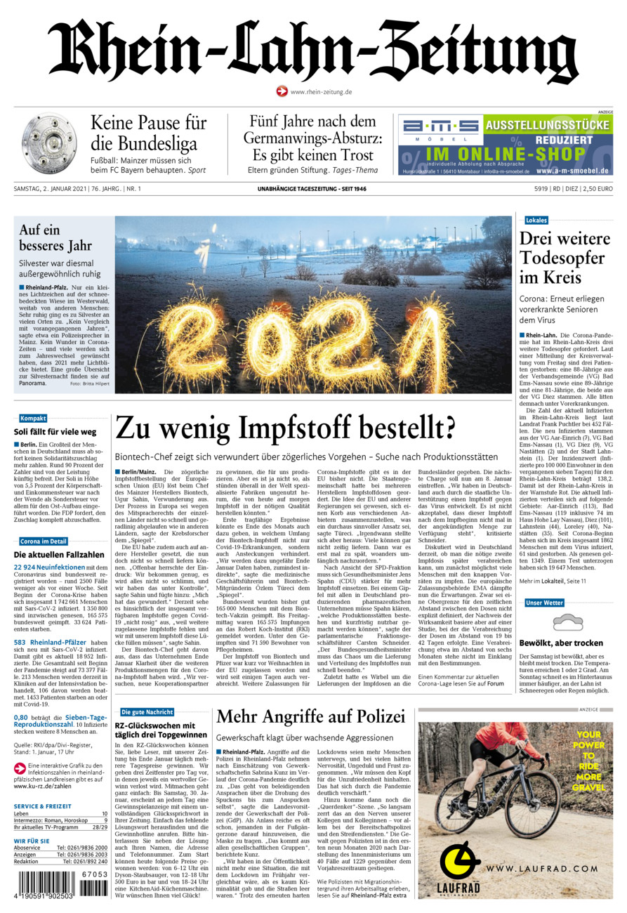 Rhein-Lahn-Zeitung Diez (Archiv) vom Samstag, 02.01.2021