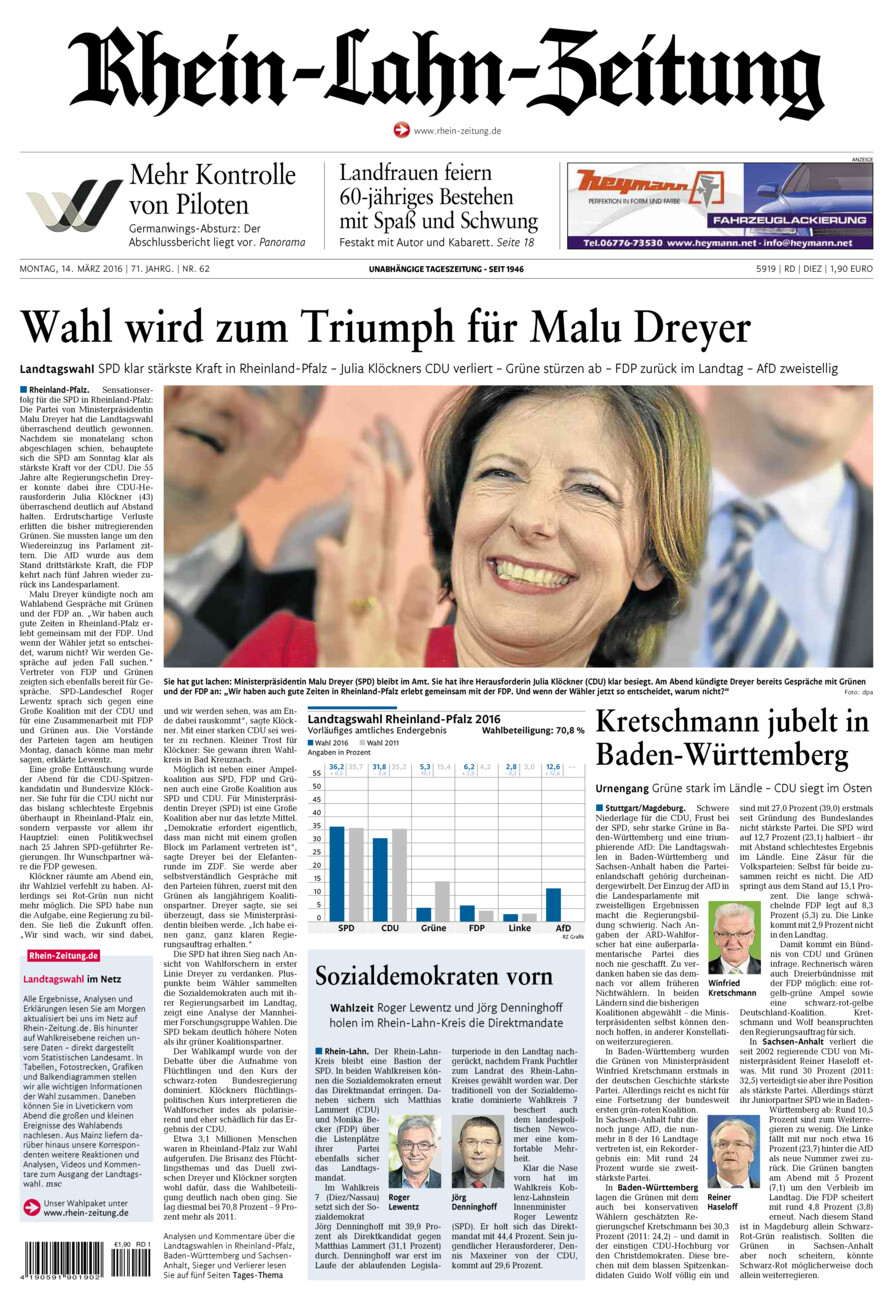 Rhein-Lahn-Zeitung Diez (Archiv) vom Montag, 14.03.2016
