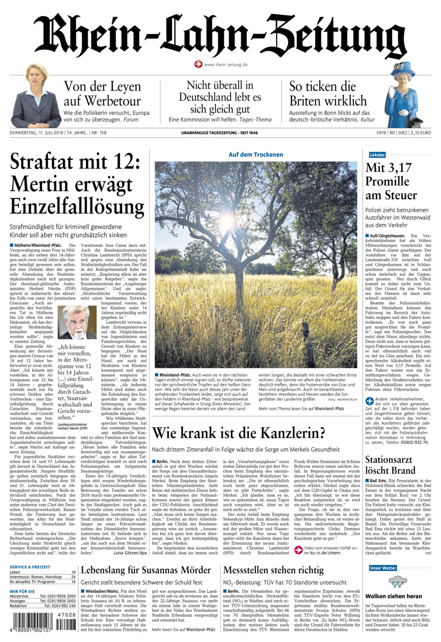 Rhein-Lahn-Zeitung Diez (Archiv) vom Donnerstag, 11.07.2019