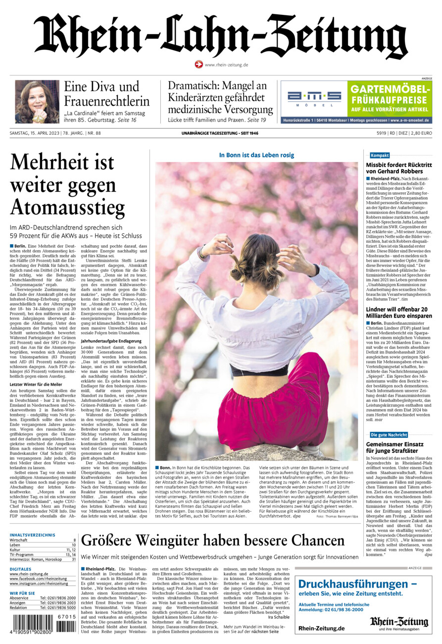 Rhein-Lahn-Zeitung Diez (Archiv) vom Samstag, 15.04.2023