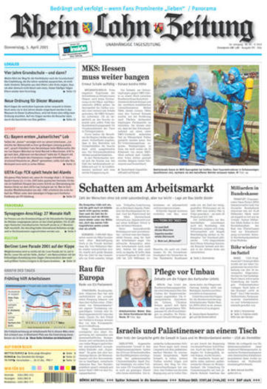 Rhein-Lahn-Zeitung Diez (Archiv) vom Donnerstag, 05.04.2001