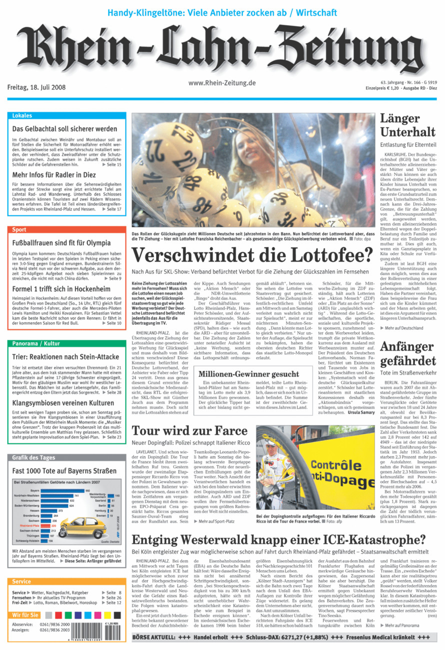 Rhein-Lahn-Zeitung Diez (Archiv) vom Freitag, 18.07.2008