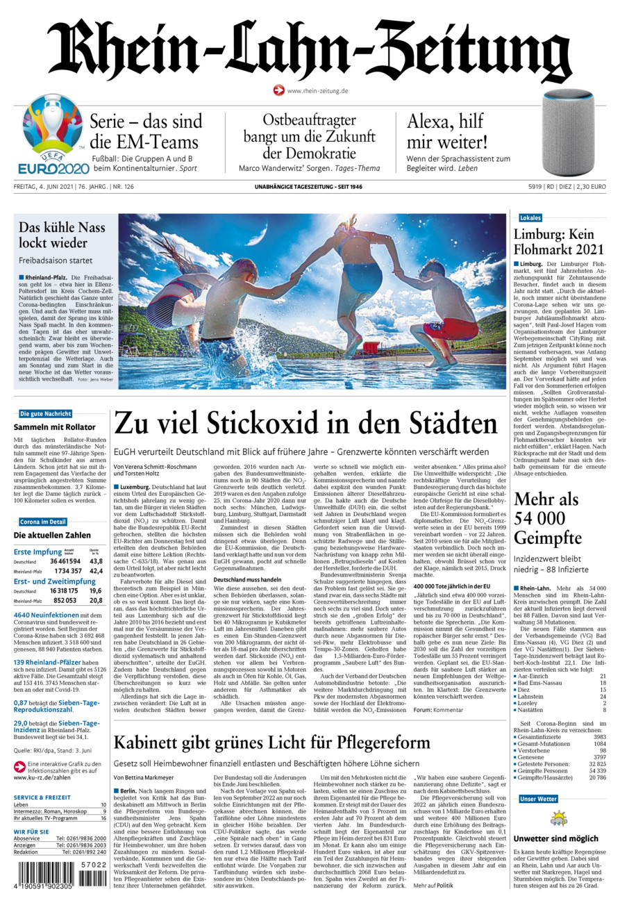 Rhein-Lahn-Zeitung Diez (Archiv) vom Freitag, 04.06.2021