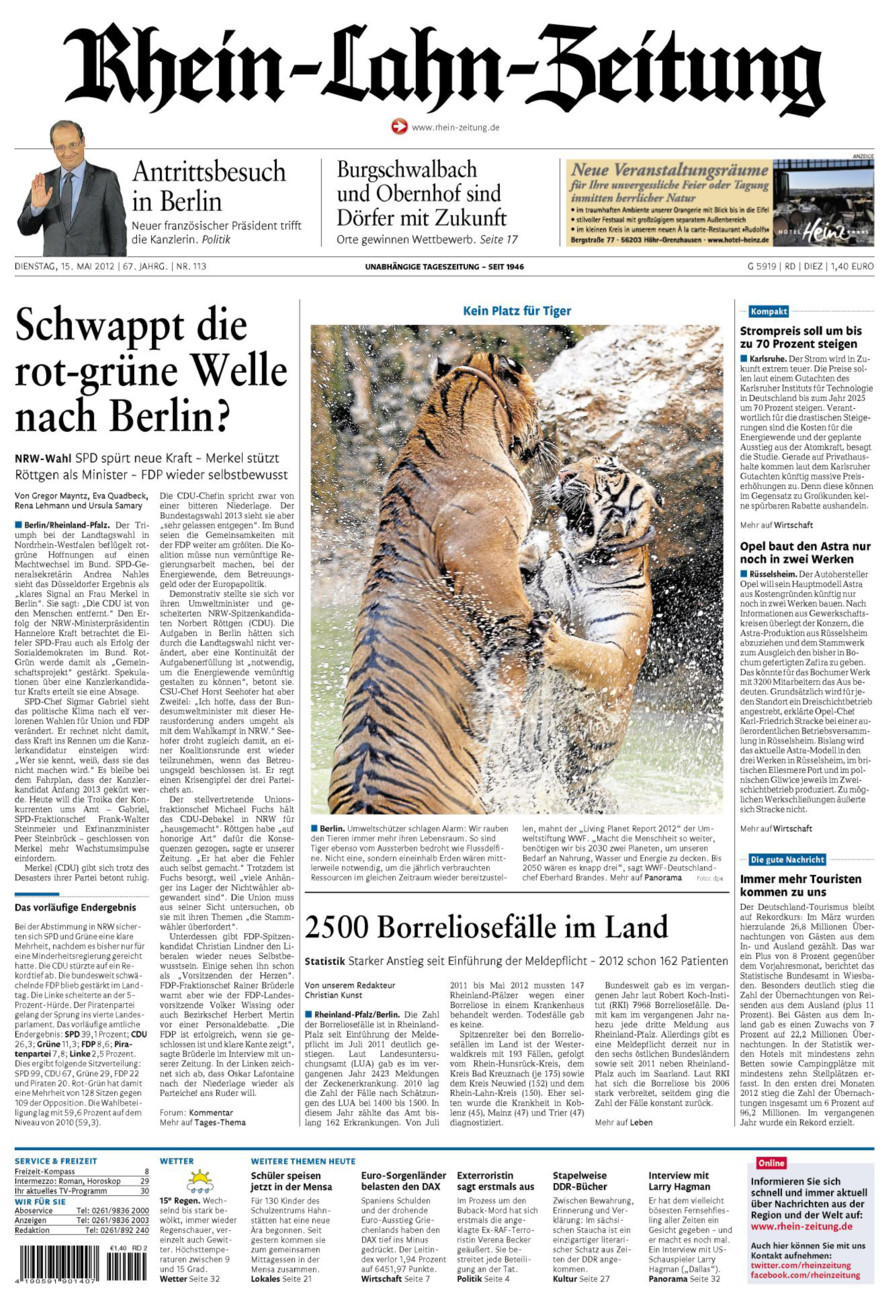 Rhein-Lahn-Zeitung Diez (Archiv) vom Dienstag, 15.05.2012