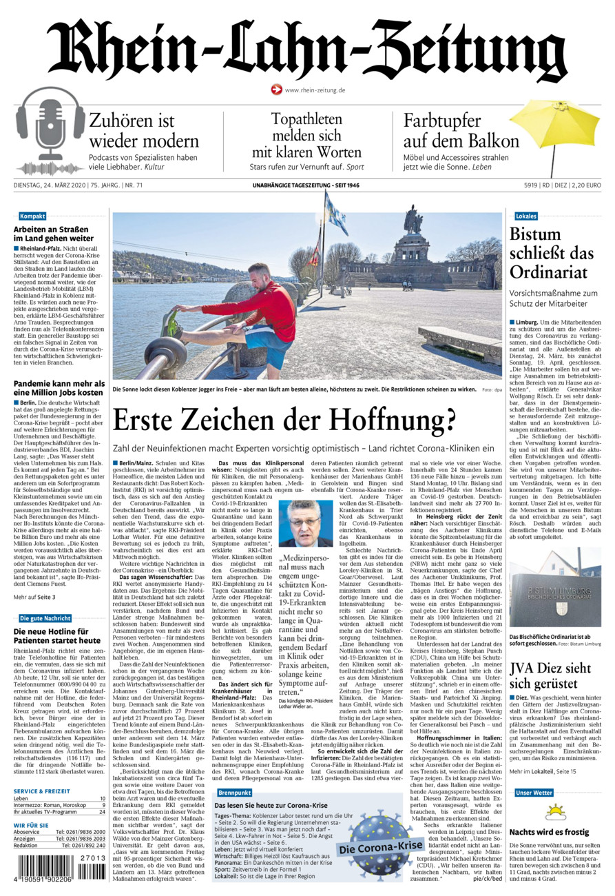 Rhein-Lahn-Zeitung Diez (Archiv) vom Dienstag, 24.03.2020