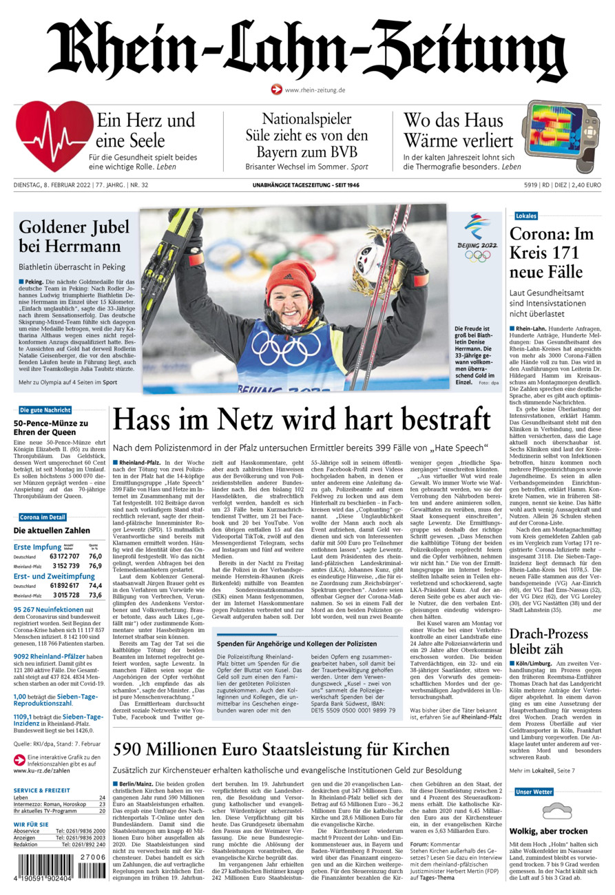 Rhein-Lahn-Zeitung Diez (Archiv) vom Dienstag, 08.02.2022