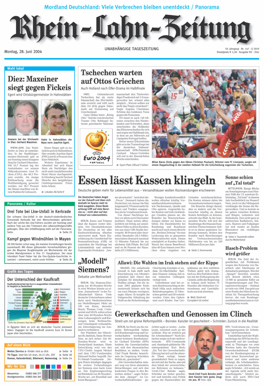 Rhein-Lahn-Zeitung Diez (Archiv) vom Montag, 28.06.2004