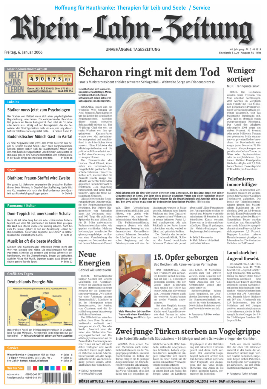 Rhein-Lahn-Zeitung Diez (Archiv) vom Freitag, 06.01.2006