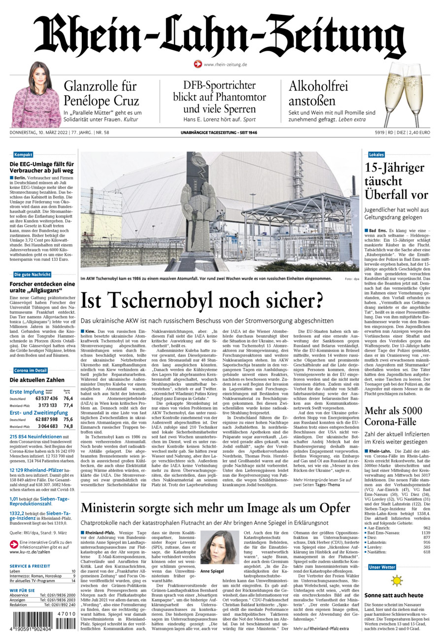 Rhein-Lahn-Zeitung Diez (Archiv) vom Donnerstag, 10.03.2022