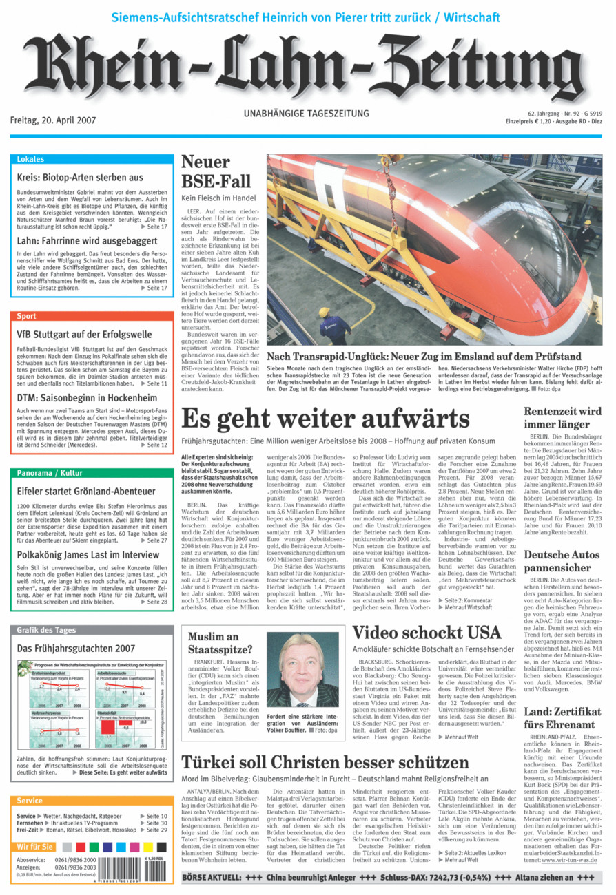 Rhein-Lahn-Zeitung Diez (Archiv) vom Freitag, 20.04.2007