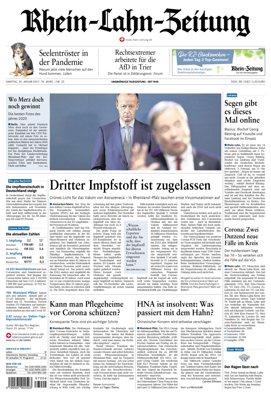 Rhein-Lahn-Zeitung Diez (Archiv) vom Samstag, 30.01.2021