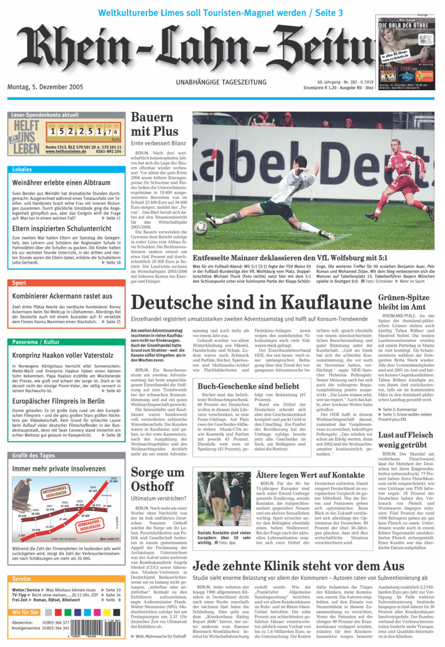 Rhein-Lahn-Zeitung Diez (Archiv) vom Montag, 05.12.2005