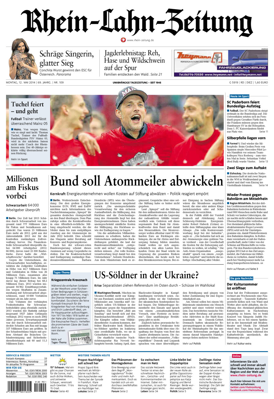 Rhein-Lahn-Zeitung Diez (Archiv) vom Montag, 12.05.2014