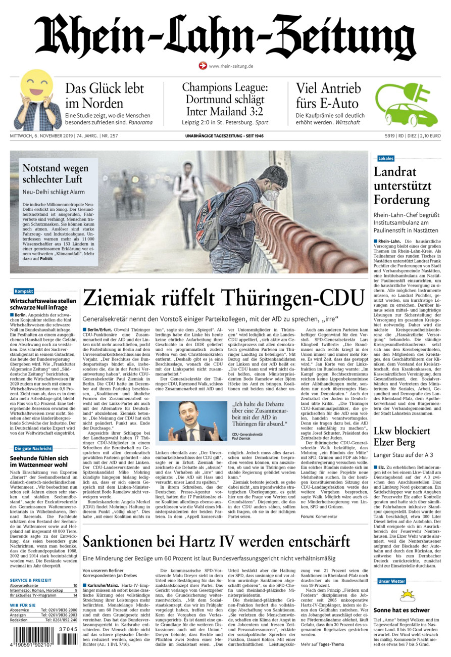 Rhein-Lahn-Zeitung Diez (Archiv) vom Mittwoch, 06.11.2019